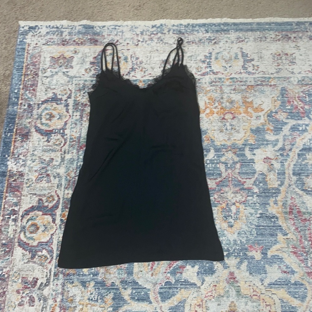 Black lace slip on dress